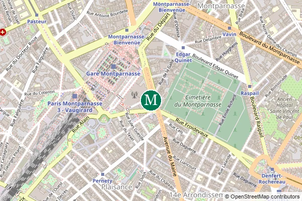 Carte de la station de métro Gaîté à Paris
