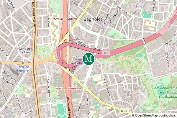 Carte de la station de métro Gallieni à Paris
