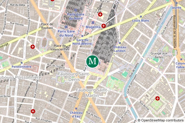 Carte de la station de métro Gare de l'Est à Paris