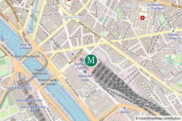 Carte de la station de métro Gare de Lyon à Paris