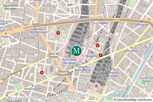 Carte de la station de métro Gare du Nord à Paris