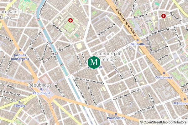 Carte de la station de métro Goncourt à Paris