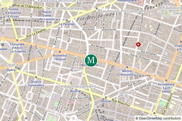 Carte de la station de métro Grands Boulevards à Paris