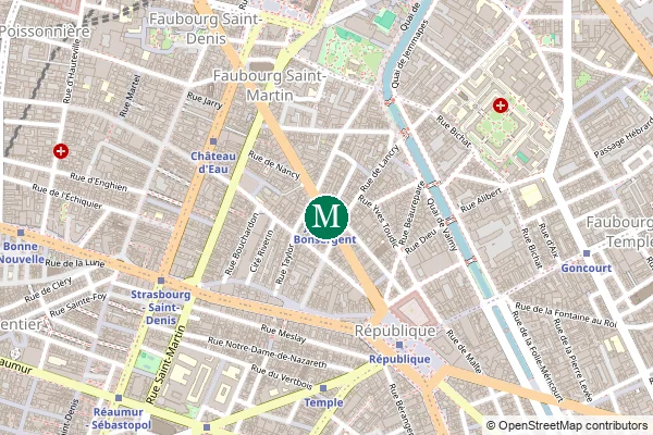 Carte de la station de métro Jacques Bonsergent à Paris