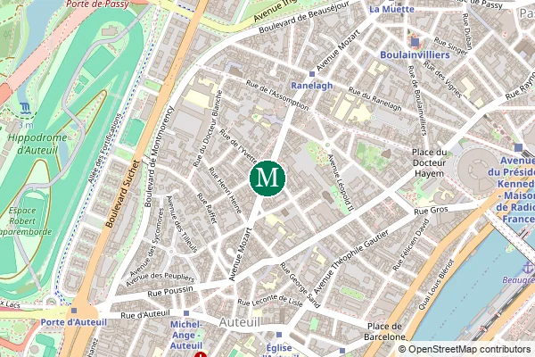 Carte de la station de métro Jasmin à Paris