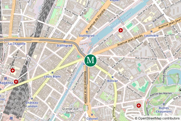 Carte de la station de métro Jaurès à Paris
