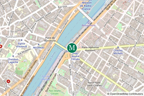 Carte de la station de métro Javel à Paris