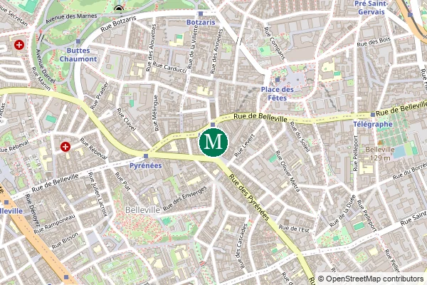Carte de la station de métro Jourdain à Paris