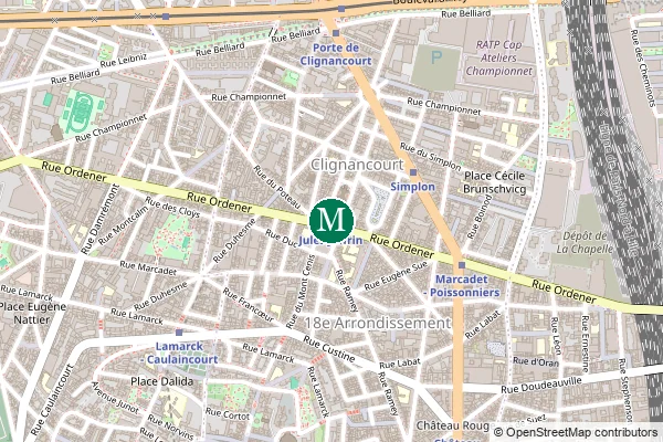 Carte de la station de métro Jules Joffrin à Paris