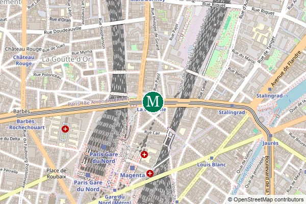 Carte de la station de métro La Chapelle à Paris