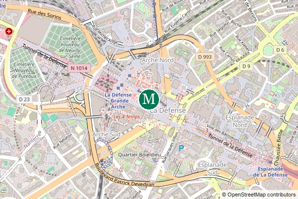 Carte de la station de métro La Défense à Paris