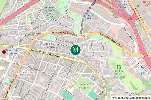 Carte de la station de métro La Dhuys à Paris
