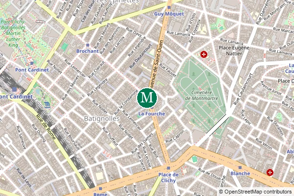 Carte de la station de métro La Fourche à Paris