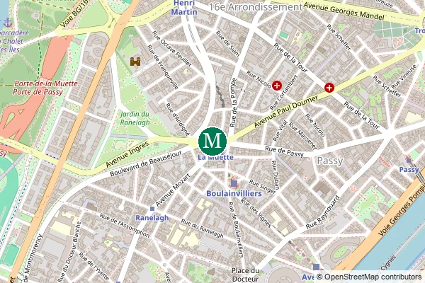 Carte de la station de métro La Muette à Paris