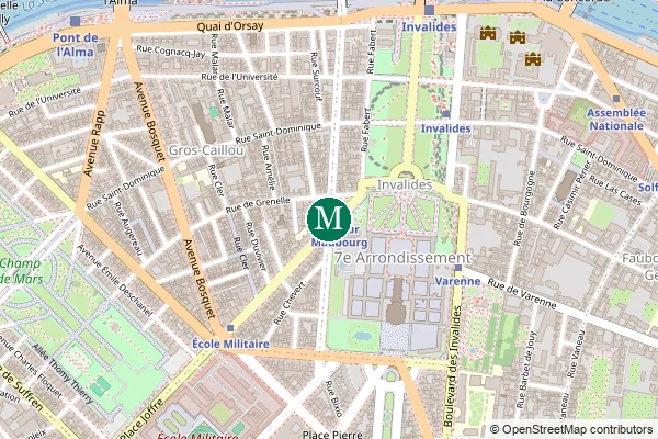Carte de la station de métro La Tour-Maubourg à Paris