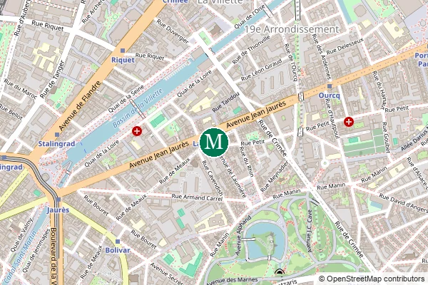 Carte de la station de métro Laumière à Paris