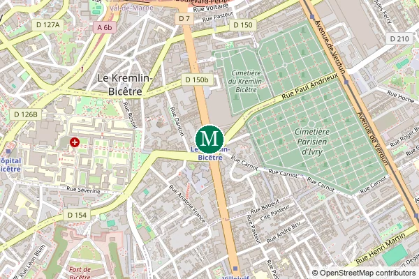 Carte de la station de métro Le Kremlin-Bicêtre à Paris