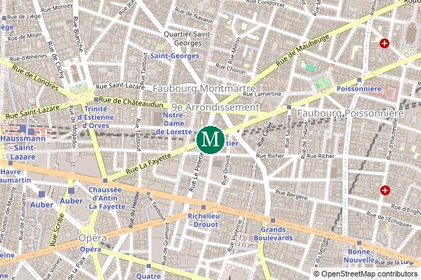 Carte de la station de métro Le Peletier à Paris