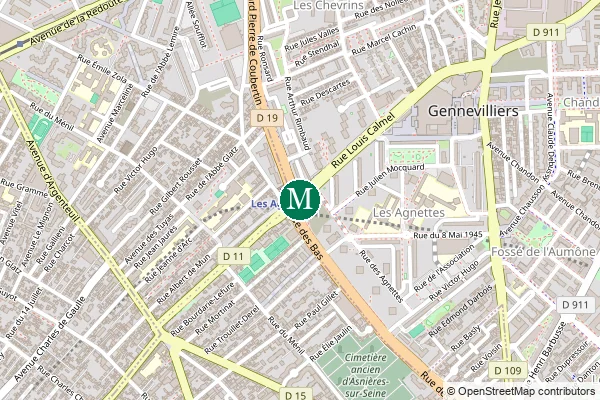 Carte de la station de métro Les Agnettes à Paris