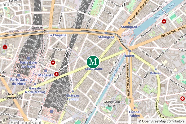 Carte de la station de métro Louis Blanc à Paris