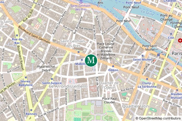 Carte de la station de métro Mabillon à Paris
