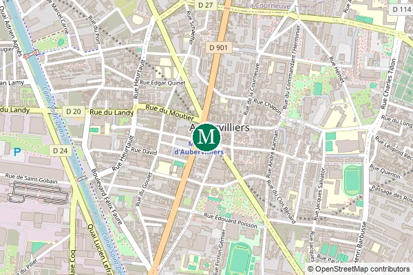 Carte de la station de métro Mairie d'Aubervilliers à Paris
