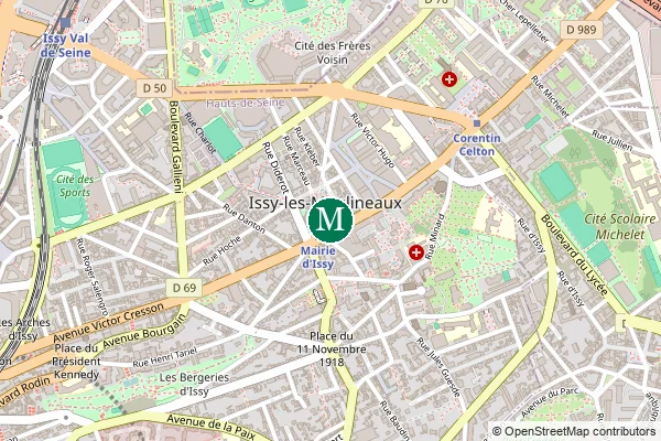 Carte de la station de métro Mairie d'Issy à Paris