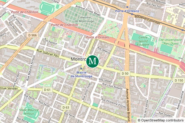 Carte de la station de métro Mairie de Montrouge à Paris