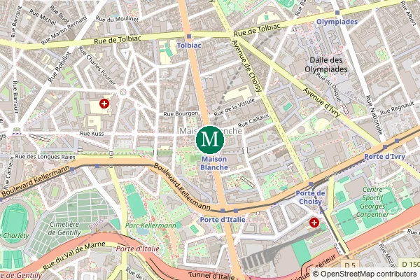 Carte de la station de métro Maison Blanche à Paris