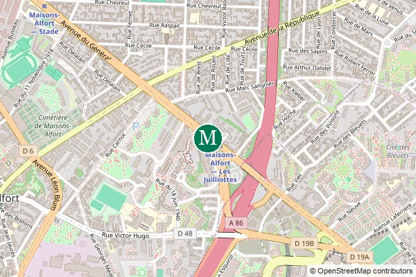 Carte de la station de métro Maisons-Alfort - Les Juilliottes à Paris