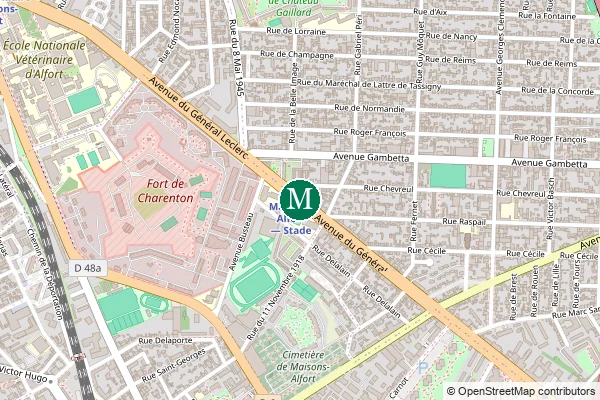 Carte de la station de métro Maisons-Alfort - Stade à Paris