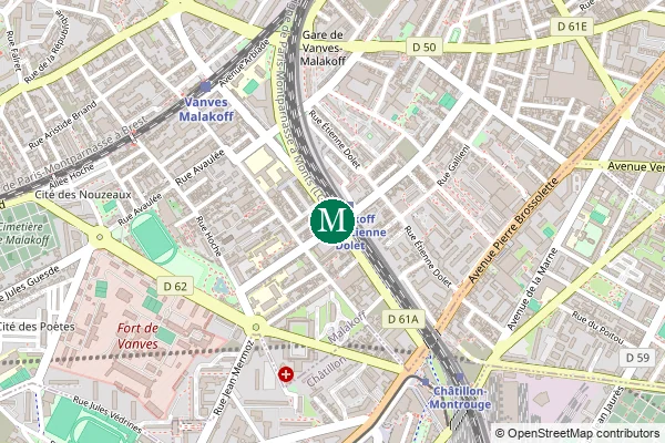 Carte de la station de métro Malakoff - Rue Etienne Dolet à Paris