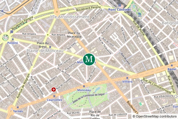 Carte de la station de métro Malesherbes à Paris