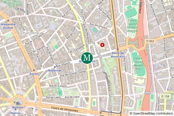 Carte de la station de métro Maraîchers à Paris
