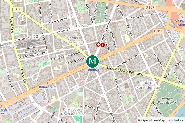 Carte de la station de métro Marcel Sembat à Paris
