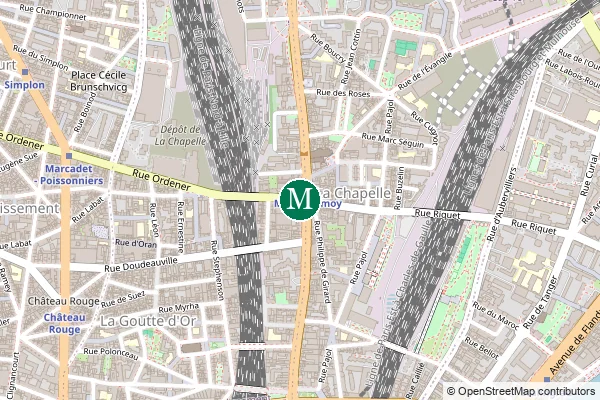 Carte de la station de métro Marx Dormoy à Paris