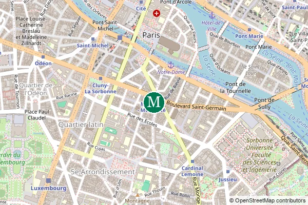 Carte de la station de métro Maubert - Mutualité à Paris