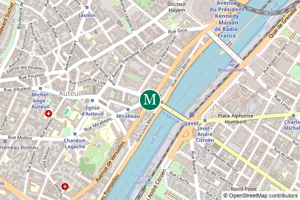 Carte de la station de métro Mirabeau à Paris