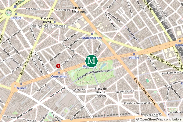 Carte de la station de métro Monceau à Paris