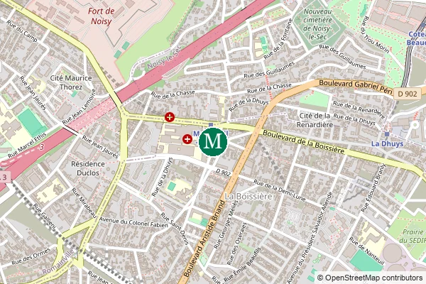 Carte de la station de métro Montreuil - Hôpital à Paris