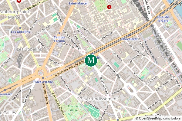 Carte de la station de métro Nationale à Paris