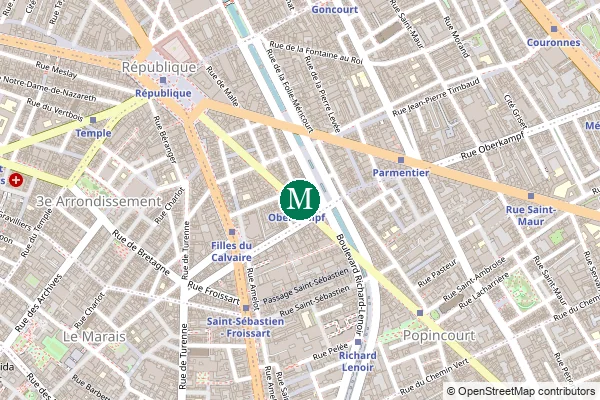 Carte de la station de métro Oberkampf à Paris