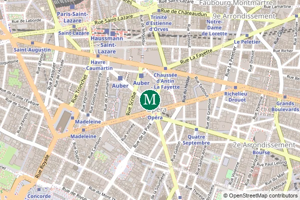 Carte de la station de métro Opéra à Paris