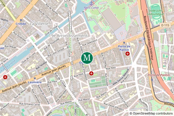 Carte de la station de métro Ourcq à Paris