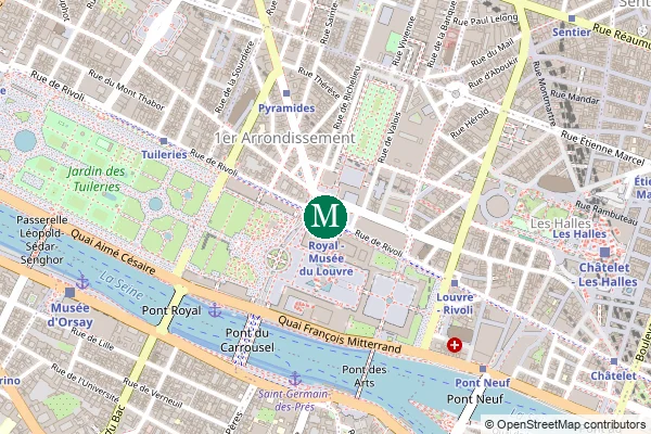 Carte de la station de métro Palais Royal - Musée du Louvre à Paris