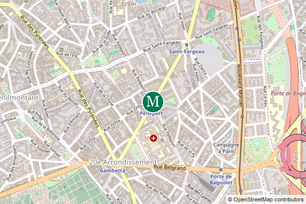 Carte de la station de métro Pelleport à Paris
