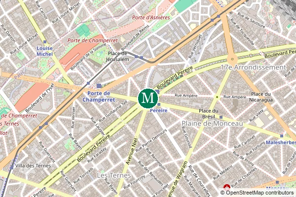 Carte de la station de métro Péreire à Paris