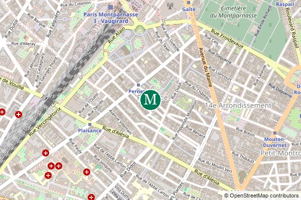 Carte de la station de métro Pernety à Paris