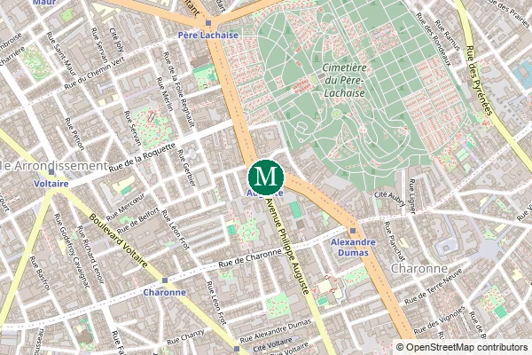 Carte de la station de métro Philippe Auguste à Paris