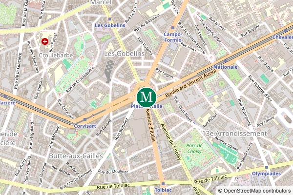 Carte de la station de métro Place d'Italie à Paris